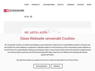 Website von IBC WÄLZLAGER GMBH