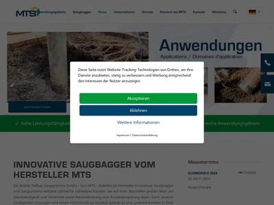 Website von MTS Mobile Tiefbau Saugsysteme GmbH