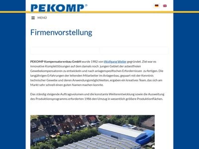 Website von PEKOMP Kompensatorenbau GmbH