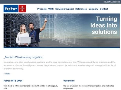 Website von Fehr Lagerlogistik AG