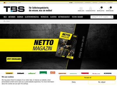 Website von TBS Technischer Bedarf GmbH