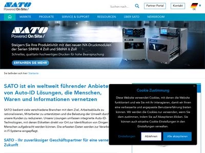 Website von SATO Europe GmbH