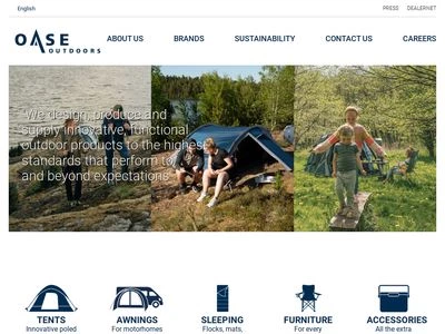 Website von Oase Outdoors ApS