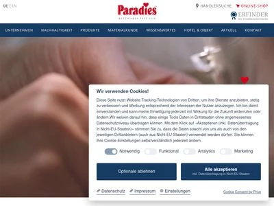 Website von Paradies GmbH