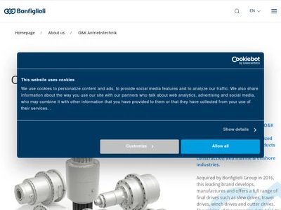 Website von O&K Antriebstechnik GmbH