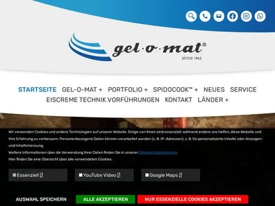 Website von ELGE gel-o-mat Eismaschinen Elektrogesellschaft mbH