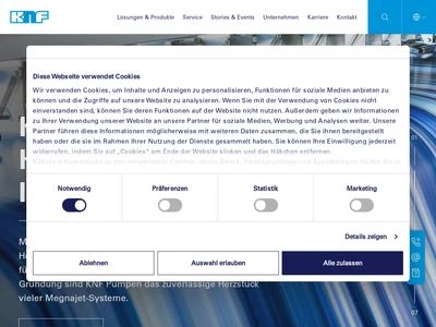 Website von KNF Neuberger GmbH