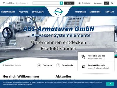 Website von ABS-Armaturen GmbH