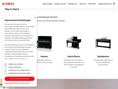 Website von Kawai Europa GmbH