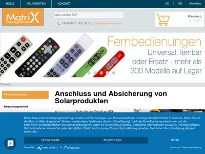 Website von Matrix Handels GmbH