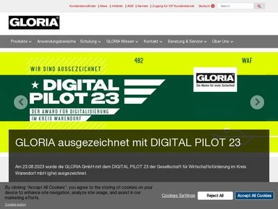 Website von GLORIA GmbH