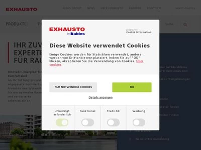 Website von EXHAUSTO by Aldes GmbH