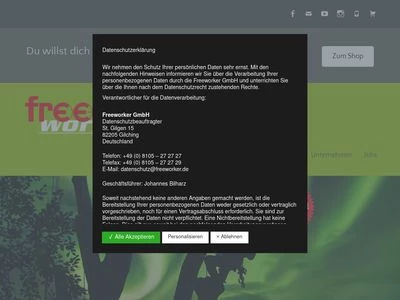 Website von Freeworker GmbH