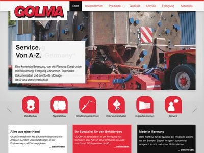 Website von GOLMA Apparate- u. Behälterbau GmbH