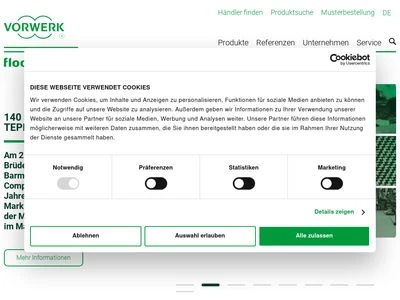 Website von Vorwerk & Co. Teppichwerke GmbH & Co. KG