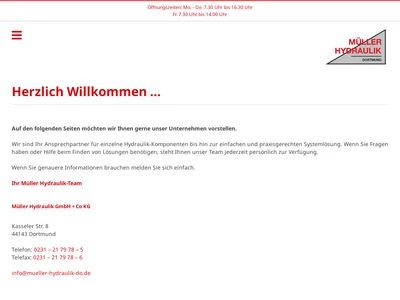 Website von Müller Hydraulik GmbH + Co KG