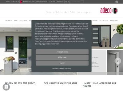 Website von adeco Türfüllungstechnik GmbH