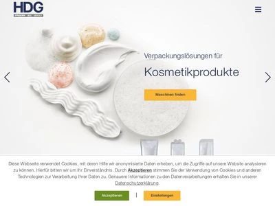 Website von HDG Verpackungsmaschinen GmbH