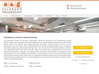 Website von a&g Salzburg Vertriebsgesellschaft mbH