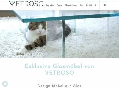 Website von vetroso Glasmöbel