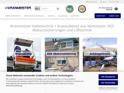 Website von Kranmeister Hebetechnik GmbH