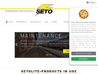 Website von SETOLITE Lichttechnik GmbH