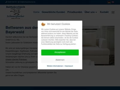 Website von Bettfedernfabrik Schwarzfischer GmbH & Co. KG