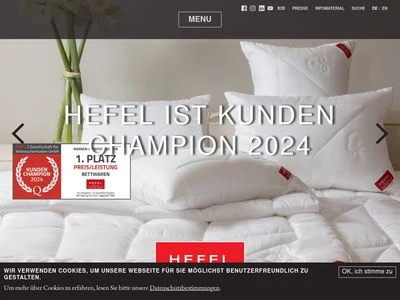 Website von Hefel Textil GmbH