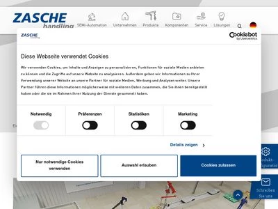 Website von ZASCHE handling GmbH