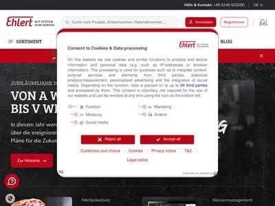 Website von Gustav Ehlert GmbH & Co. KG