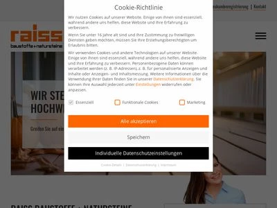 Website von E. Raiss GmbH + Co. Baustoffhandel KG