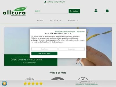 Website von allcura Naturheilmittel GmbH