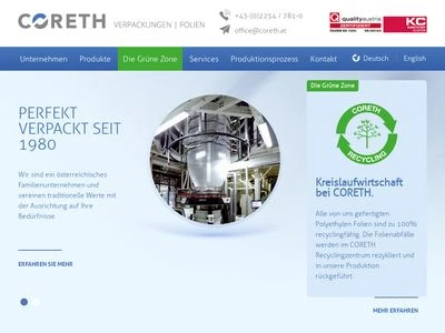 Website von G. Coreth Kunststoffverarbeitungs GmbH