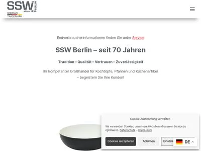 Website von SSW Stolze Stahl Waren GmbH