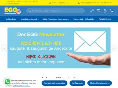 Website von EGG Elektrogroßhandel GmbH