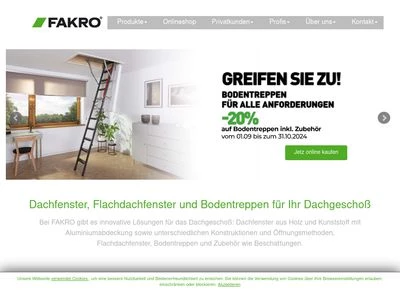 Website von FAKRO Dachflächenfenster GmbH