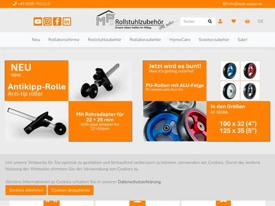 Website von MPB-Rollstuhlzubehör