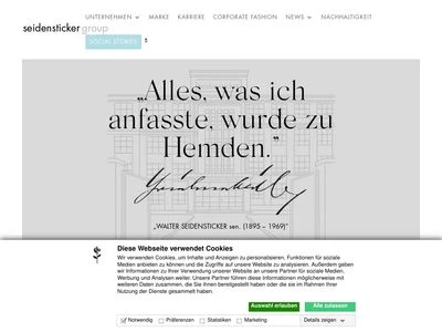 Website von Seidensticker - TK Store-Management GmbH