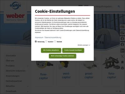 Website von weber Sensors GmbH