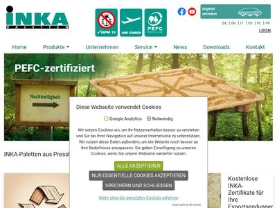 Website von INKA Paletten GmbH