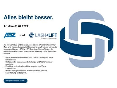 Website von Lash + Lift Zurr- und Hebetechnik GmbH