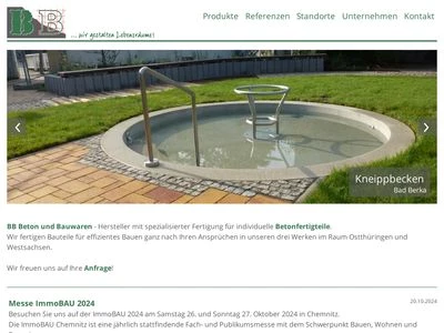 Website von BB Beton und Bauwaren Produktions- und Beteiligungsgesellschaft mbH