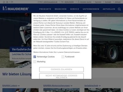 Website von Mauderer Alutechnik GmbH