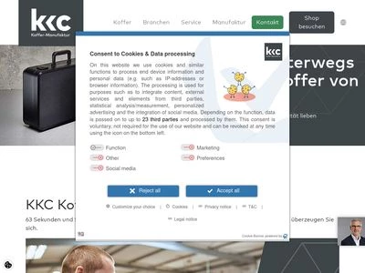 Website von KKC Koffer GmbH