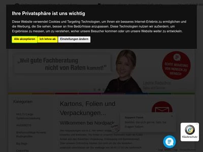 Website von Nordpack GmbH