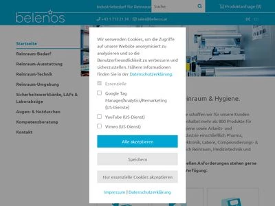 Website von Belenos HandelsgmbH