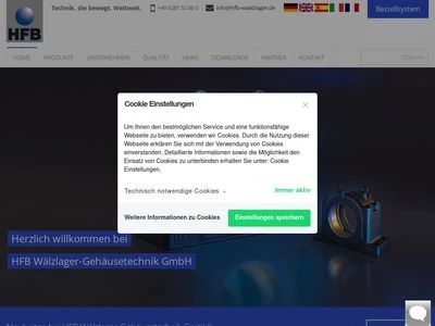 Website von HFB Wälzlager-Gehäusetechnik GmbH