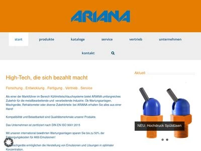 Website von ARIANA Industrie GmbH