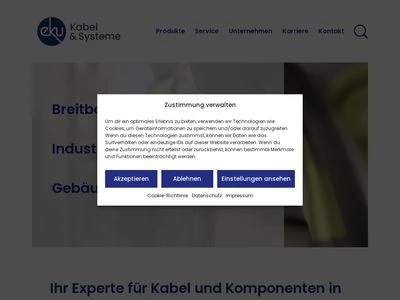 Website von eku Kabel & Systeme GmbH & CO. KG