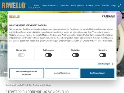 Website von RAVELLO Steinteppich BB Steintechnologie GmbH